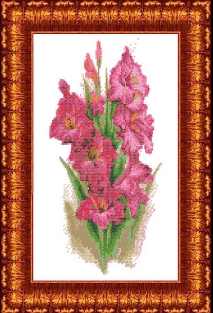 Рисунок-схема на ткани «Каролинка» КБЦ 3034 Гладиолусы