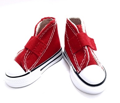 Кеды для кукол на 1.лип. , размер по подошве 7,5см*выс.4,5см., пара, цв.красн.