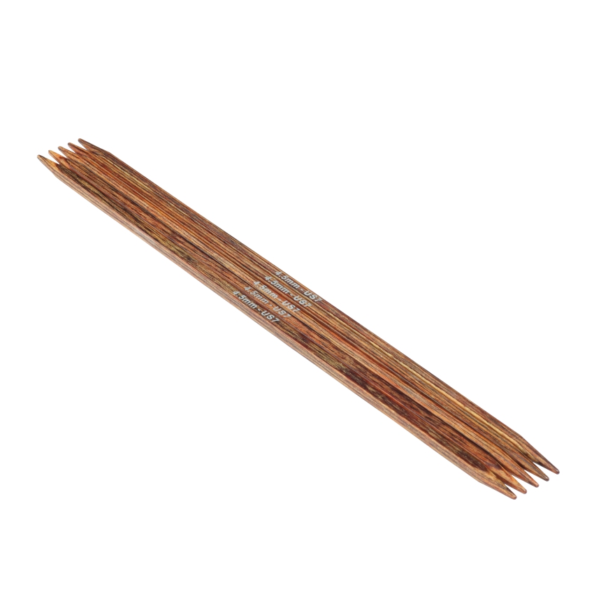 Спицы деревянные носочные Ginger Cubics KnitPro, 20 см, 4.50 мм 43024