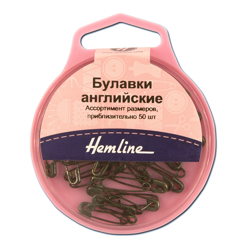 Булавки английские безопасные, ассорти 19+23 мм, металл, черные, 50 шт.