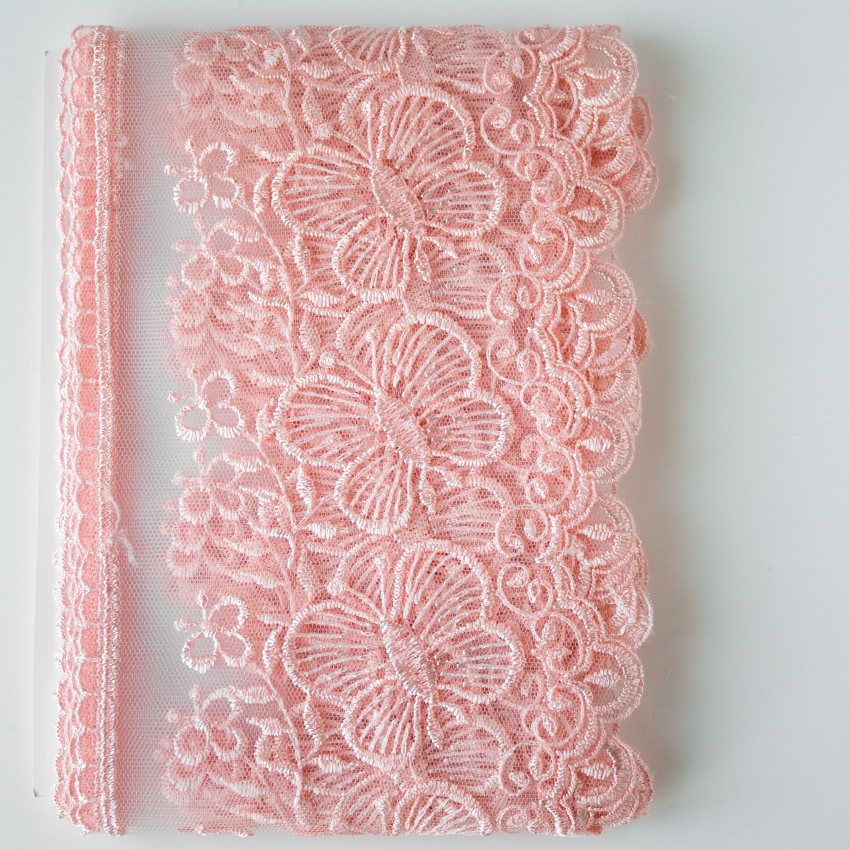 Кружево на жесткой сетке Exclusive арт.TBY 3BS228W1 шир.120мм цв.R1815 розовый  уп.13,71м