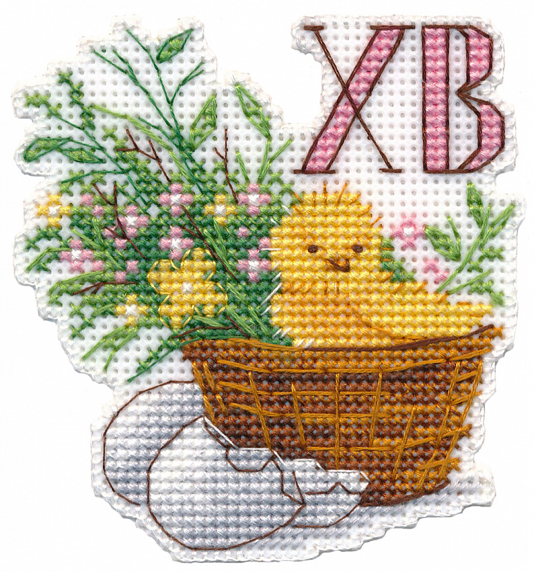 Набор для вышивания «Овен» 1529 "Пасхальный цыпленок.Магнит" 8,4 х 8,8 см