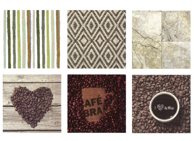 Салфетки бумажные "Love2art"ассорти  SDS №61 33х33 6 шт. "Аромат кофе"