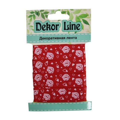 Лента репсовая "Губки", 15мм*3м цв. красный