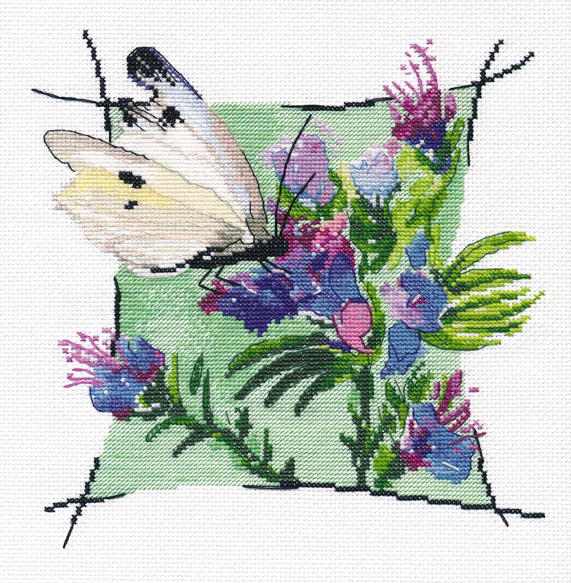 Набор для вышивания «Овен» 1645 "Композиция. Бабочка-1" 19×20 см