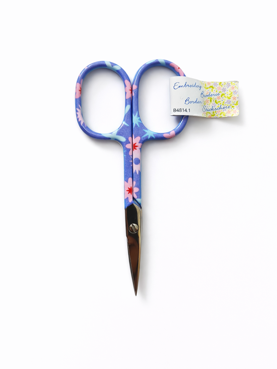 Ножницы для вышивания с цветочным принтом B4814.1, сиреневые 9,5 см