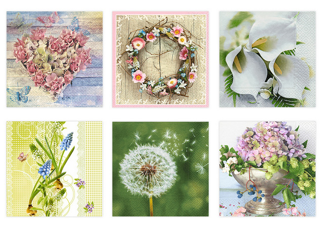 Салфетки бумажные "Love2art" ассорти  SDP №0823-02  33 x 33 6 шт. "Цветочное очарование"