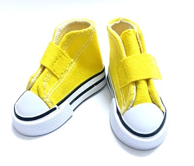 Кеды для кукол на 1.лип. , размер по подошве 7,5см*выс.4,5см., пара, цв.жёлт.