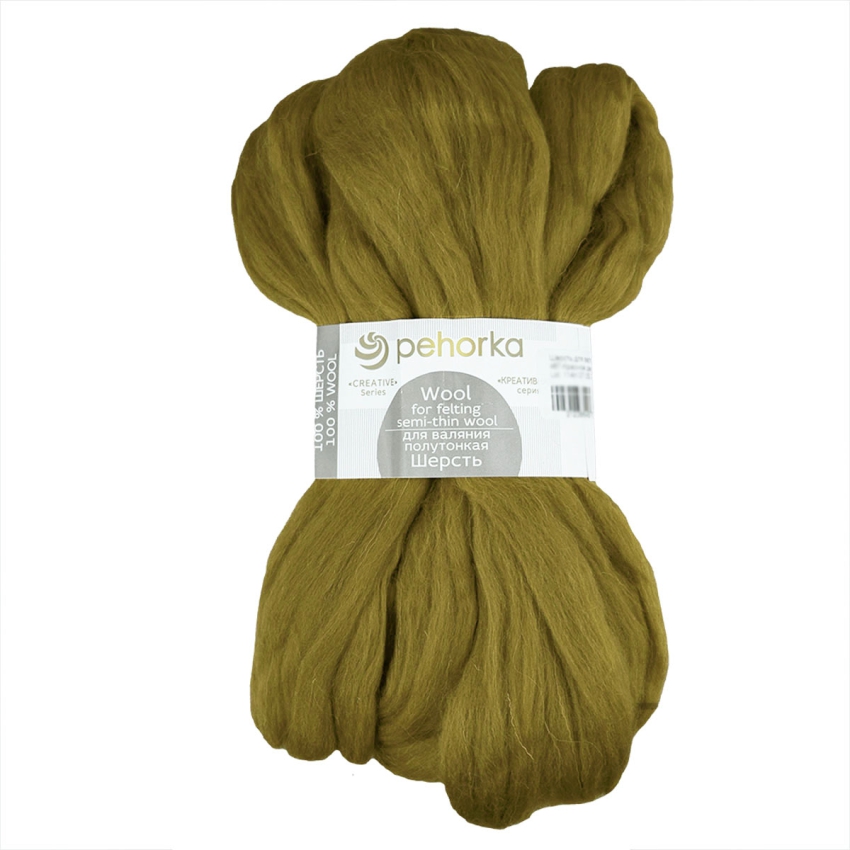 Шерсть для валяния 100% полутонкая шерсть, 50 г, №0032 табак , упак (10шт.)