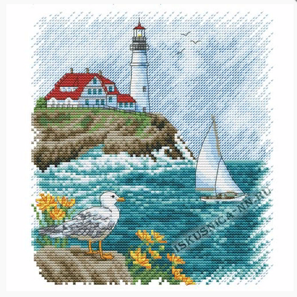 Набор для вышивания «Искусница» 4125 Маяк.Скалистый берег  17 х 19 см