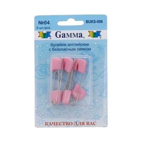 Булавки английские с безопасным замком "Гамма" BUKS-006 6шт №04 розовый