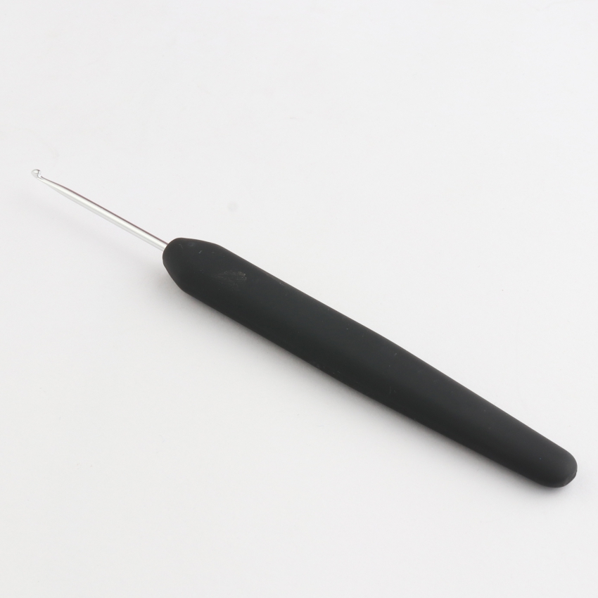 Крючок алюминиевый для вязания с эргономичной черной ручкой, серебристый цвет, 2.25мм, KnitPro,30877