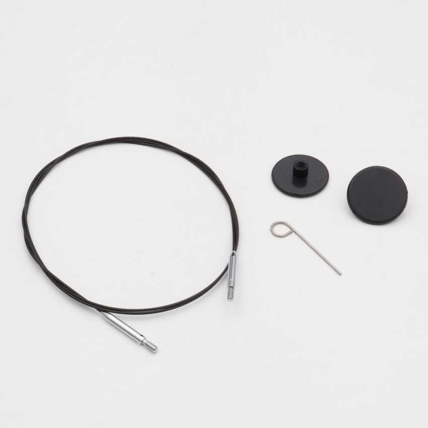 Набор Thin & Flex: черный вращ. (360°) тросик 76 см (100 см), 2 загл. и каб. ключик KnitPro,10595