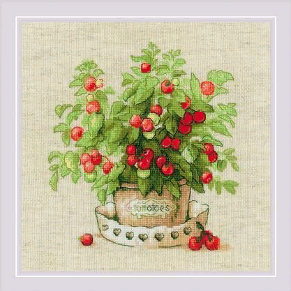 Набор для вышивания «Риолис» 1983 «Помидоры в горшочке» 25 х 25 см