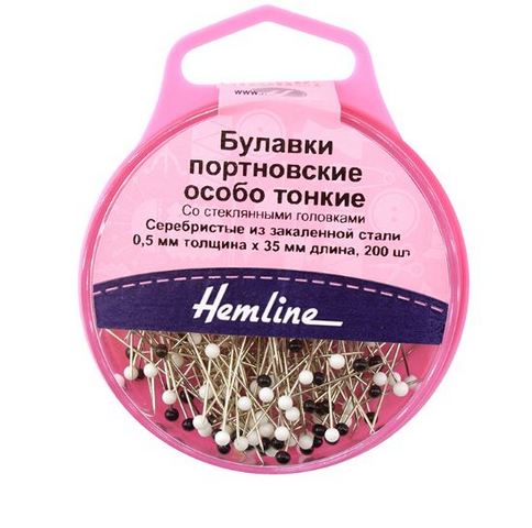 Булавки портновские особо тонкие «Hemline» 675  35 мм, 200шт., ассорти белые и черные