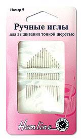 Иглы ручные "Hemline" 200.9 для вышивания с острым кончиком  N8 блистер 16 шт.