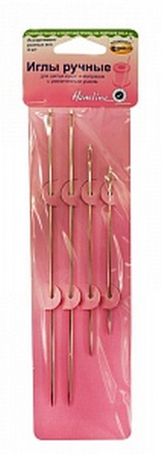 Иглы ручные "Hemline" 215.4 для шитья кукол и матрасов, 4шт.
