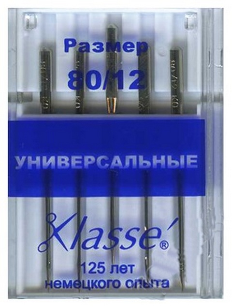 Иглы "Klasse" A6100/80 для швейных машин, универсальные № 80/12
