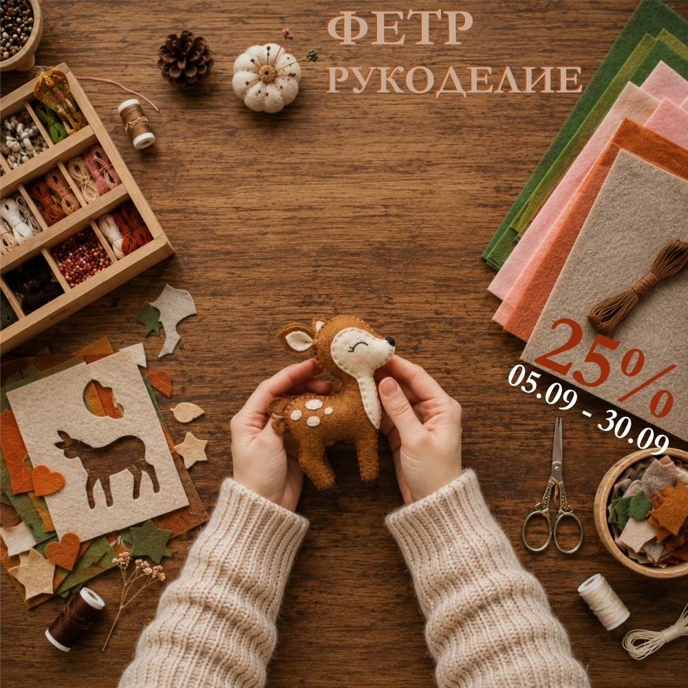 Скидка 25% на фетр рукоделие