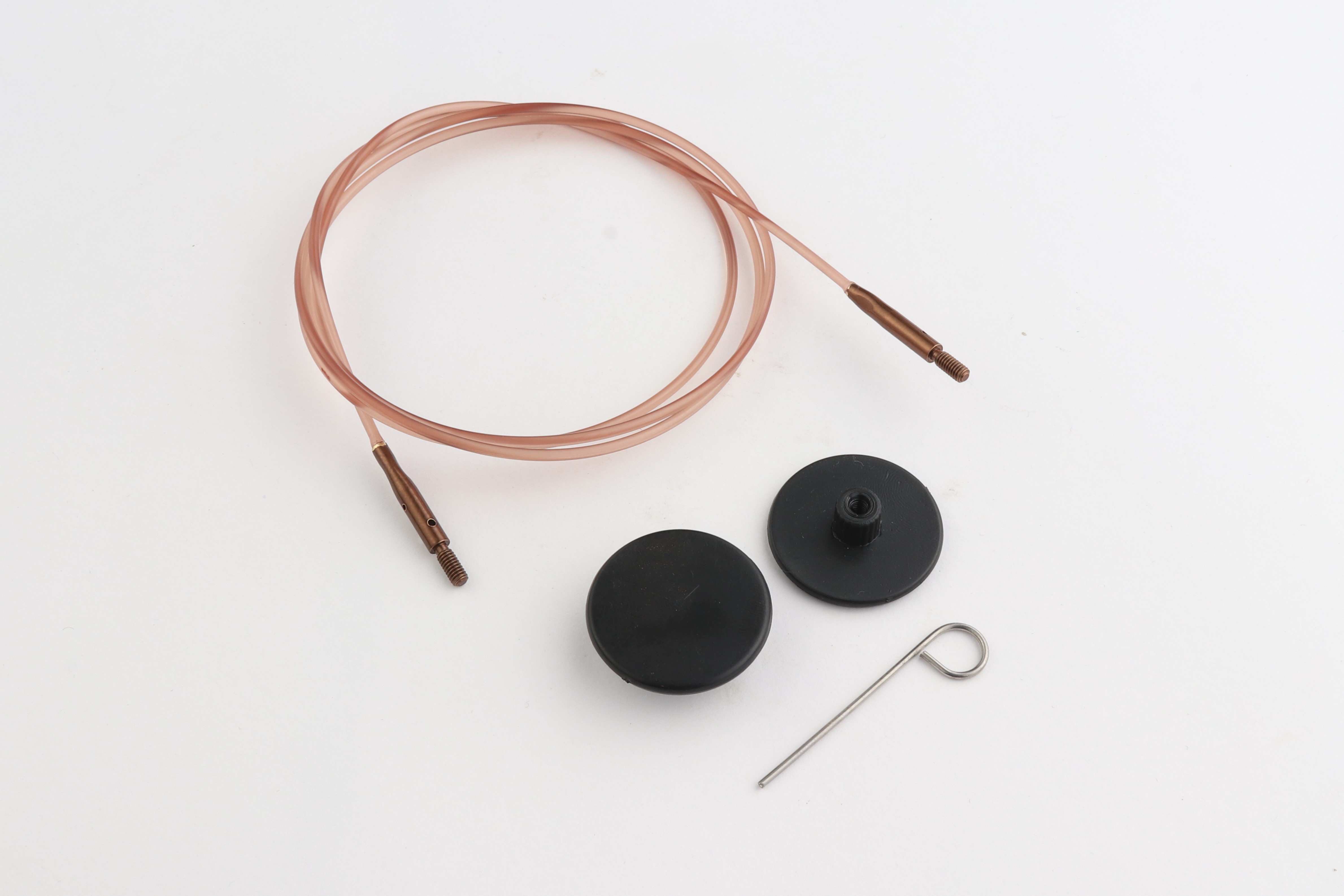 Набор: коричневый тросик76см (100см), заглушки и кабельный ключик KnitPro, 31295