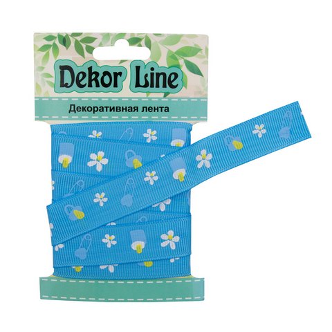 Лента репсовая "Детская", 15мм*3м , цв.голубая