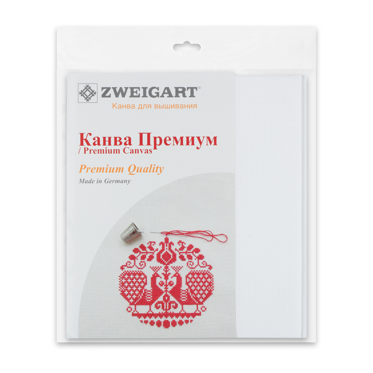 Канва "Zweigart" К16 Aida Premium №16 ФАСОВКА 100% хлопок 30 х 40 см ± 2 см, 100 белый