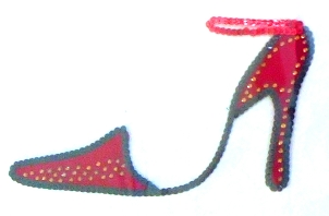 Аппликация из бисера и страз Красные туфли