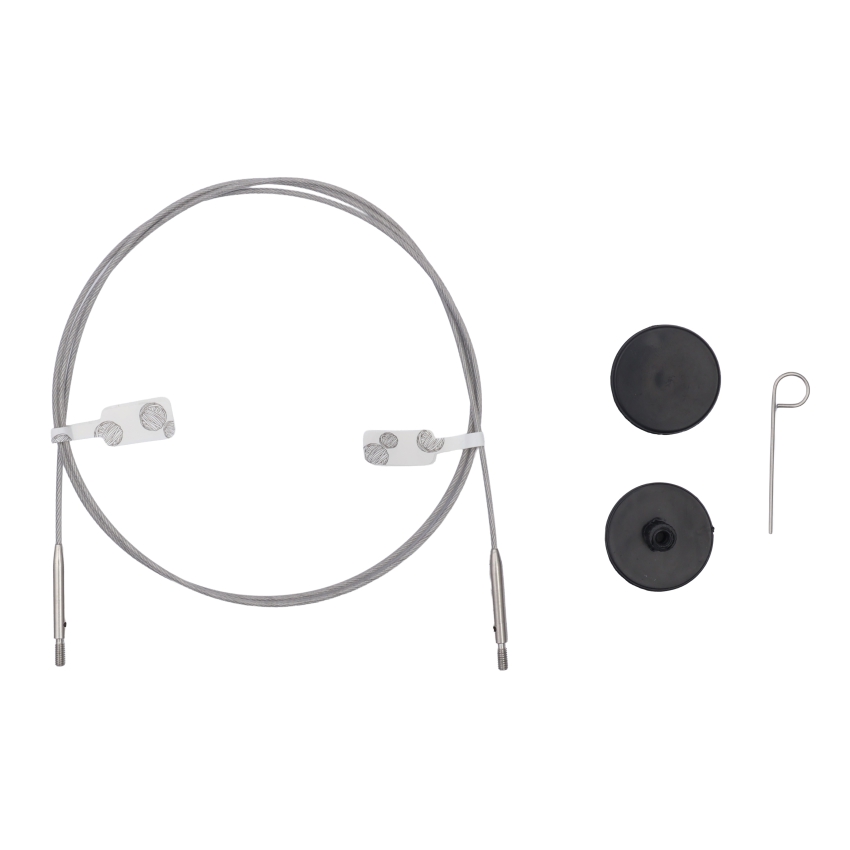 Набор GlideX: прозрачный тросик 76 см, 2 заглушки и 1 кабельный ключик Knitpro, 10655