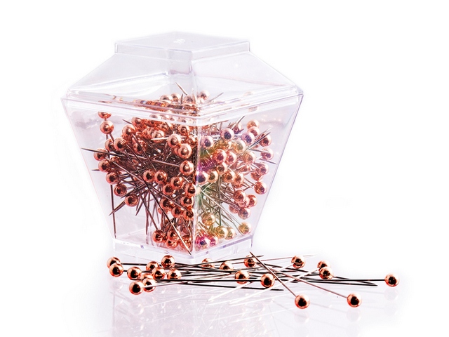 Булавки "Hemline" N4366 с круглыми головками в пластиковом боксе-пирамидке, 38 мм, 150шт