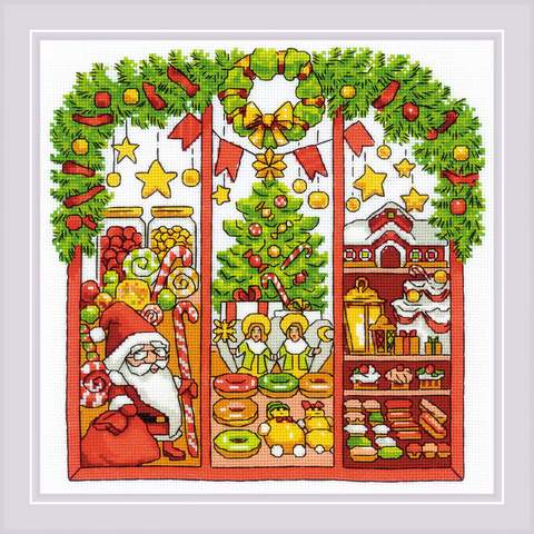 Набор для вышивания «Риолис» 2065 Новогодняя витрина 27*27 см