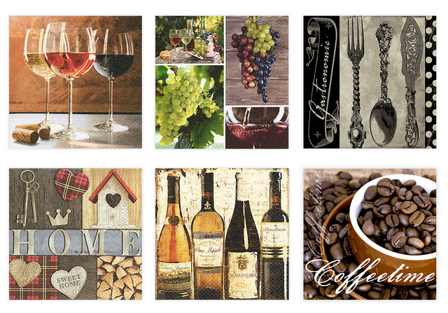 Салфетки бумажные "Love2art" ассорти  SDP №0823-01  33 x 33 6 шт. "В Бургундии!"