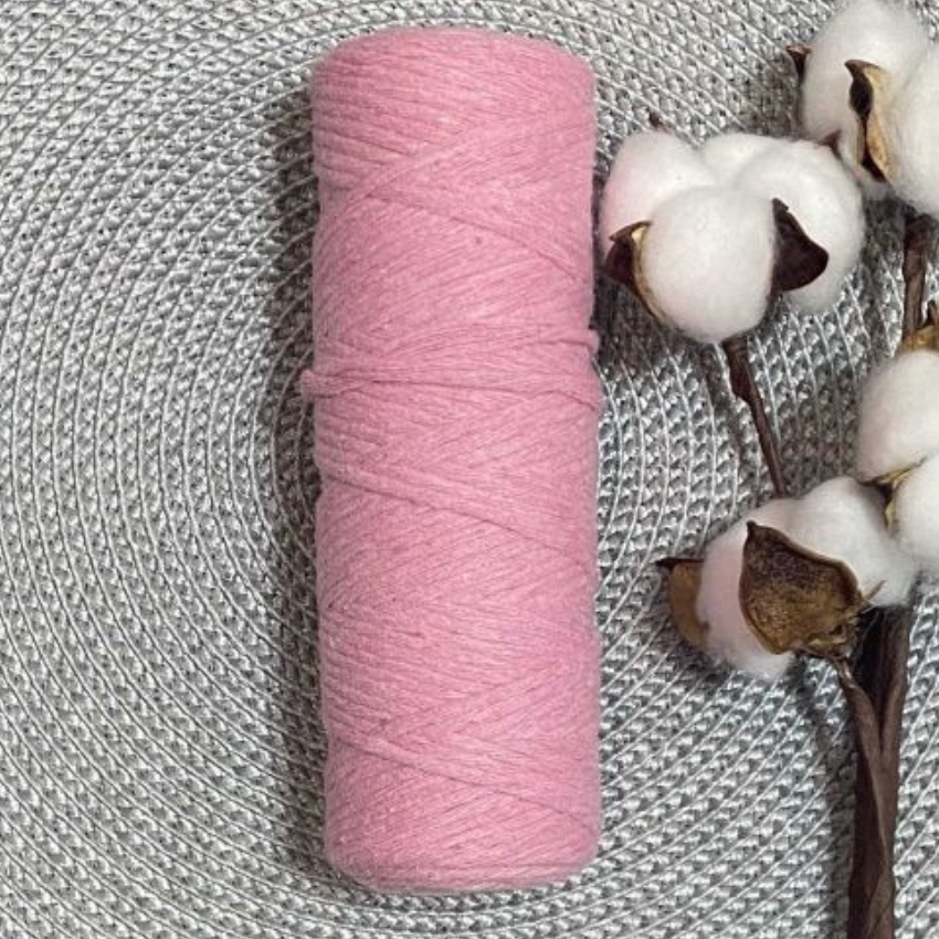 Шпагат хлопковый крученый 2мм (светло-розовый) 100м