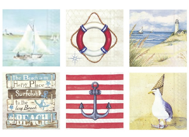 Салфетки бумажные "Love2art"ассорти  SDS №48 33х33 6 шт. "Добро пожаловать на борт"