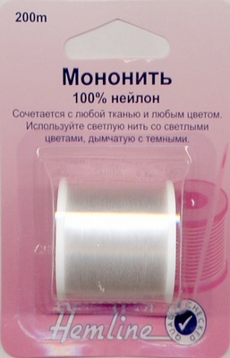Мононить "Hemline" 240  прозрачный светлый, 100% нейлон ,0,12 мм*200 м