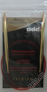 Спицы круговые с удлиненным кончиком, позолоченные  ADDI 755-7, 80 см, №7.0