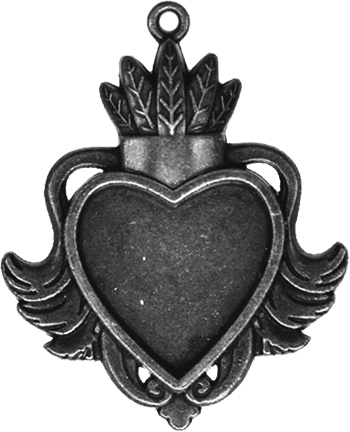 Заготовки для украшений «Heart Bezel-Large-Silver» (Серебро)