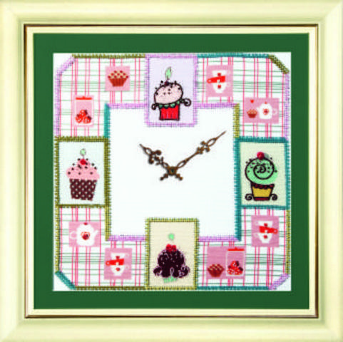 Набор для вышивания «Чарівна Мить» Б-727 "Часы с пироженками" 25*25 см.