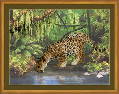 Набор для вышивания «Сотвори Сама» 0023 РТ Леопард у воды,40х30 см