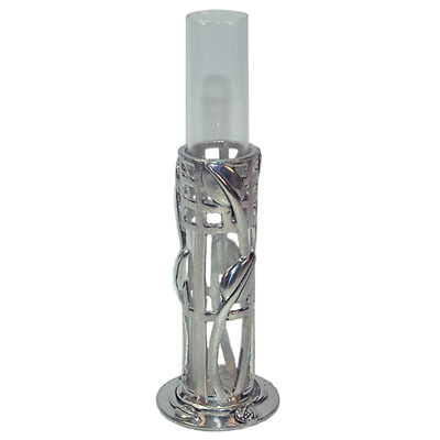 Ваза оловянная со стеклянной вставкой, 8см