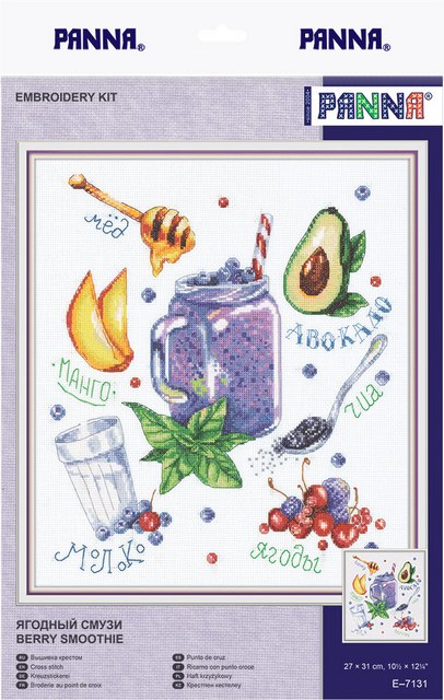 Набор для вышивания "PANNA" Е-7131 Ягодный смузи 27 x 30.5 см