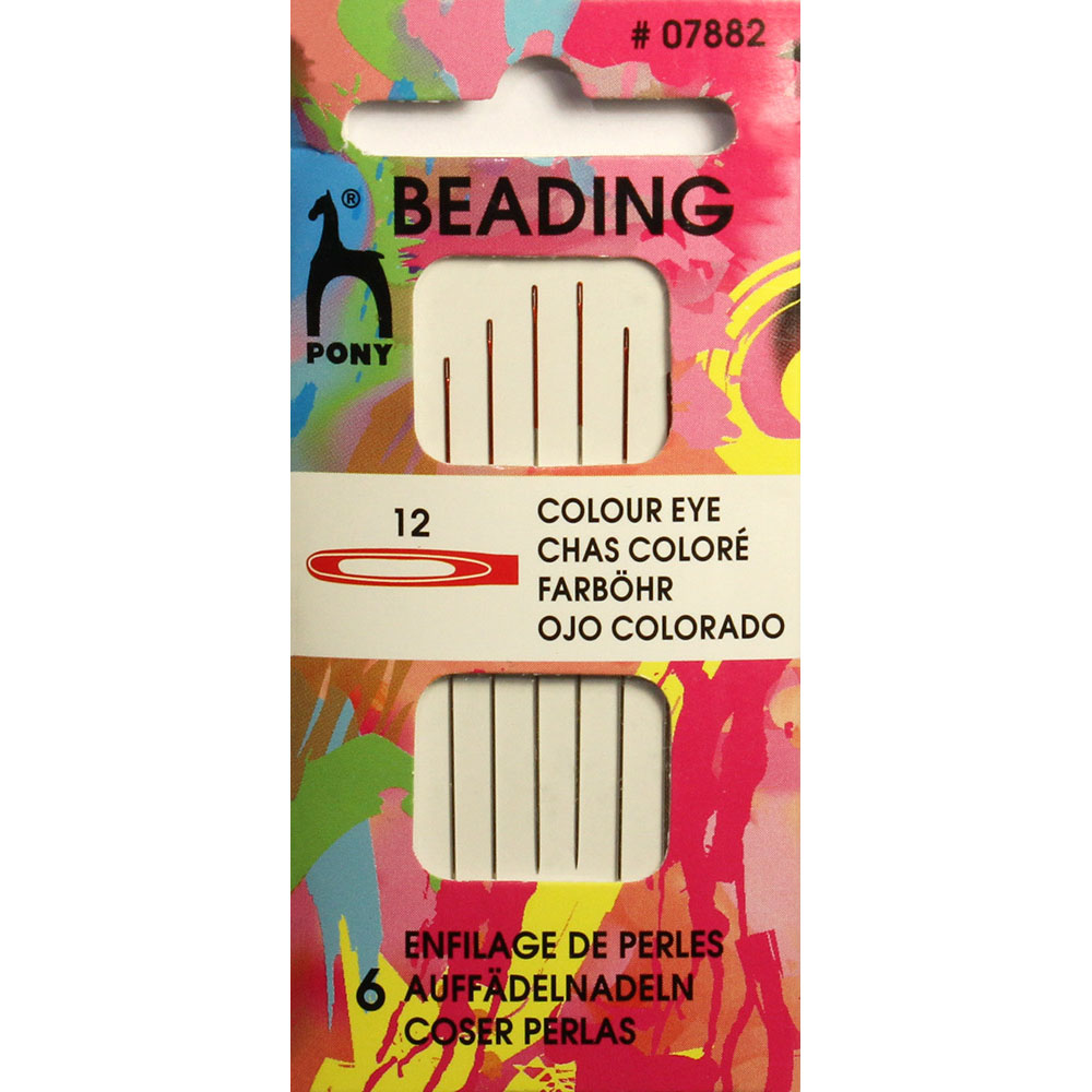 Иглы для бисера №12, 6 шт. Beading конверт "Цветное ушко" PONY 07882