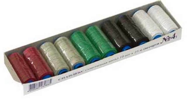 Нитки швейные эластичные "Gamma" ЕТ-10 Спандекс, 10 х 25 м, №4 ассорти