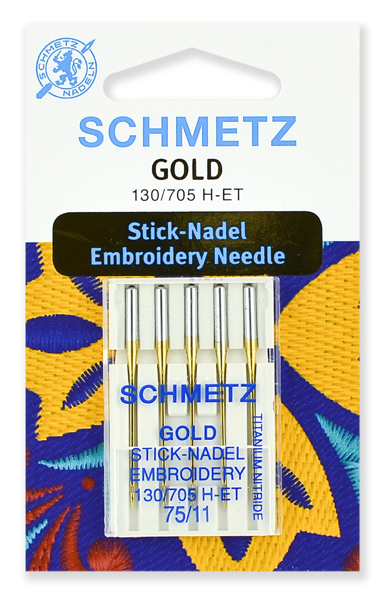 Иглы для вышивки Gold, титаниум 130/705H-ET № 75/11, 5 шт. Schmetz 0708082