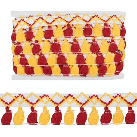 Тесьма с кистями LS-034 48мм*9,14 м, цв. красн/желт