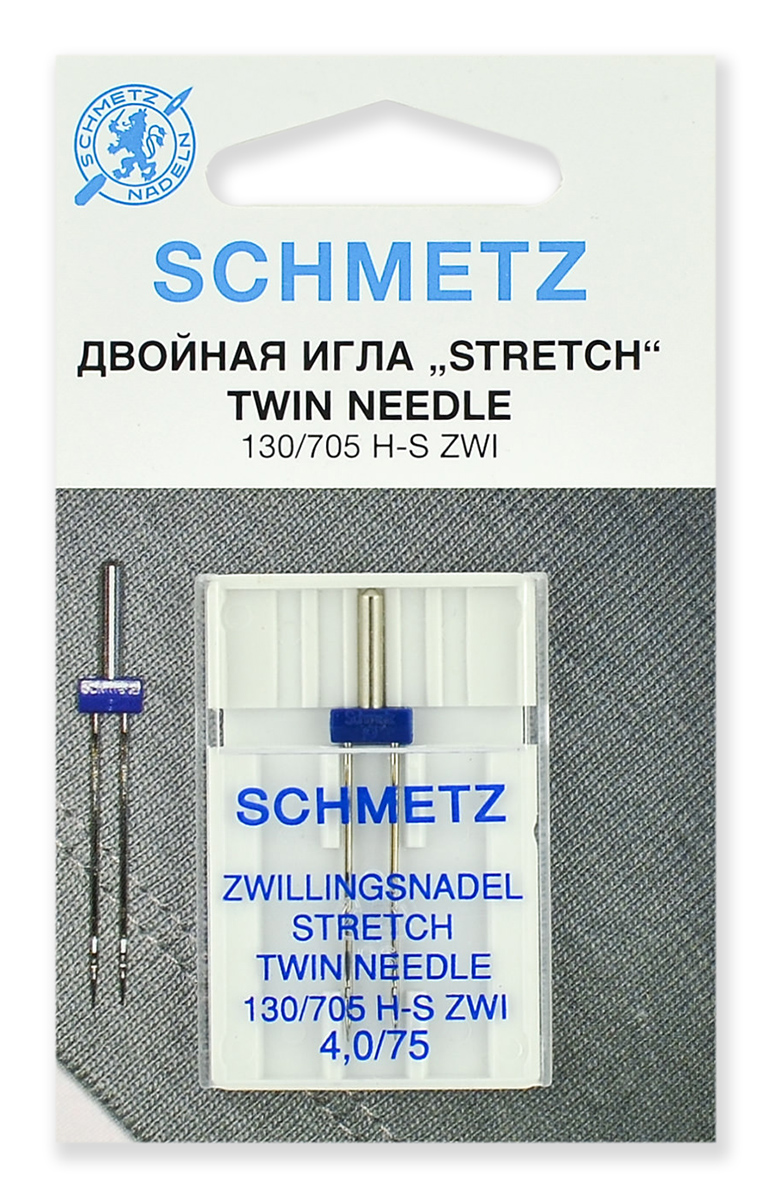 Иглы стрейч двойные 130/705H-S ZWI № 75/4.0, 1 шт. Schmetz 0701321