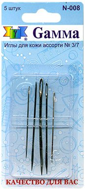 Иглы ручные "Gamma" N-008 для кожи ассорти №3/7 