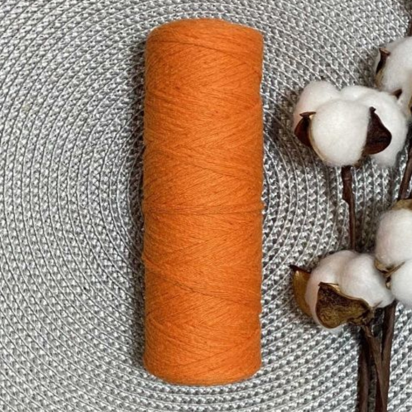 Шпагат хлопковый крученый 2мм (оранжевый) 100м