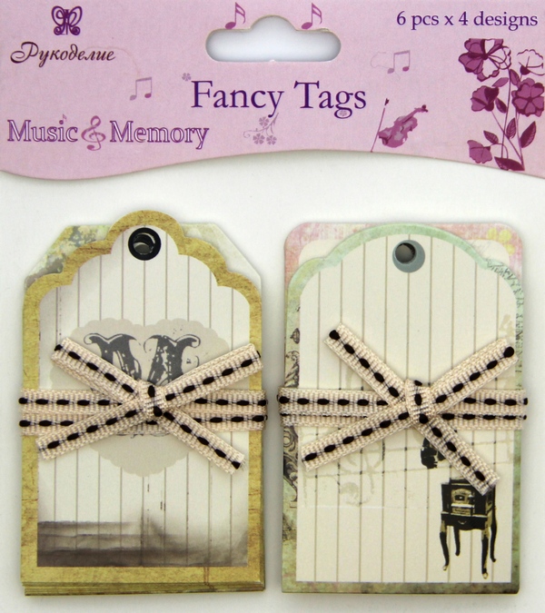 Набор тэгов "Рукоделие"  Музыка и Память  4 вида по 6 шт,