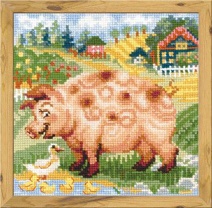 Набор для вышивания «Сотвори Сама» 1523  Хуторок. Свинка 20*20 см