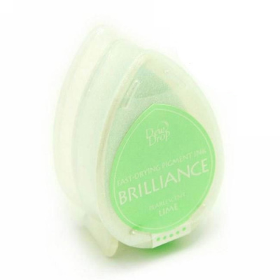 Подушечка чернильная "капля" Tsukineko "Brilliance  Dew Drop" 32x50мм, цвет: Перламутровый лайм